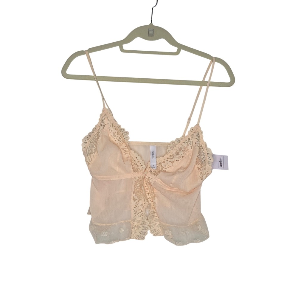 Auden Peach Lace Trim Babydoll Camisole Adjustable Straps Size‎ M NEW Honeymoon